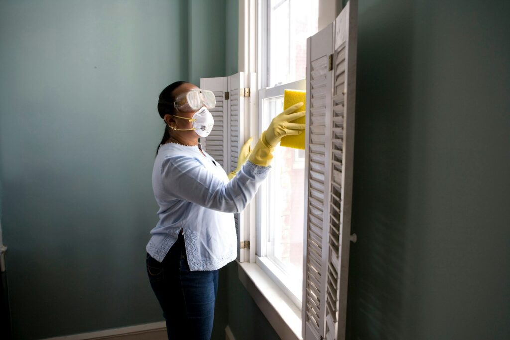 HVAC technician servicing equipment for a home services marketing campaign