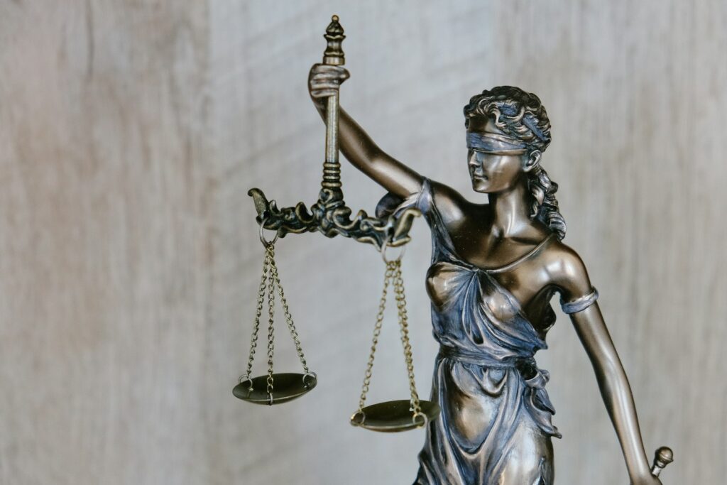 Law office with scales of justice for a legal SEO case study